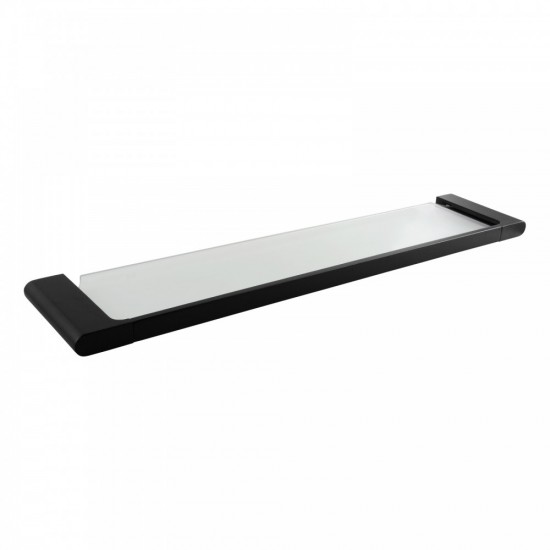 Matt Black Single Glass Shelf Storage Brass Wall Mounted